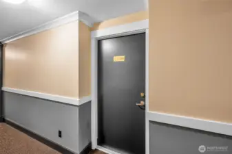 HOA recently painted the interior hallways and installed new carpeting throughout the building.  Still has that new carpet smell and the color choice looks modern and inviting.