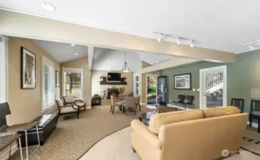 Owners lounge with kitchen, flat panel TV and lots of entertainment space.