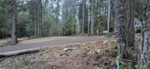 Looking west across the lot, great gravel driveway