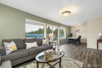 Wall of windows keeps the living space bright and airy