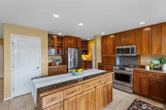 Commanding solid cherry wood cabinets!
