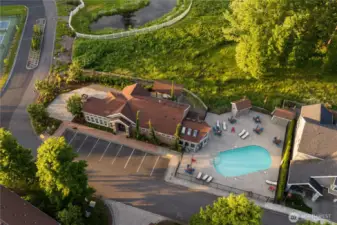 Outdoor pool, spa, sauna, exercise facility and a community room with a kitchen and BBQ