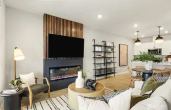 Model Home Gathering Room with Fireplace