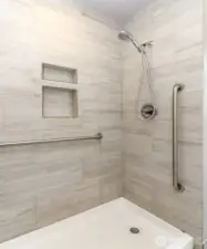 Main bathroom with updated step in shower.