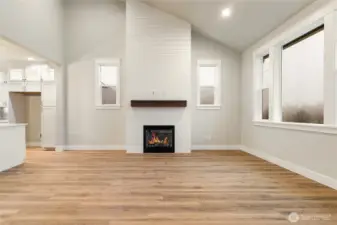Living room area with fireplace