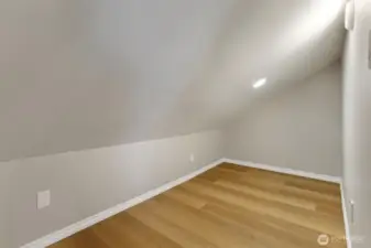 This is the closet/storage space next to the 1/2 bath upstairs. Keep you things clean, dry, and bug free. No unfinished attic space here.