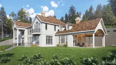 Image is a rendering of home designed by Nash and Associates.