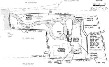 Image is a rendering of the site plan for home designed by Nash and Associates.