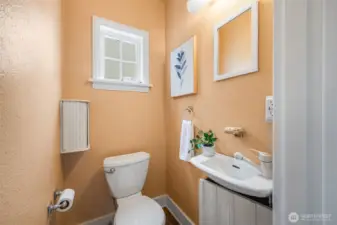 Full bathroom upstairs + half bath on main floor.