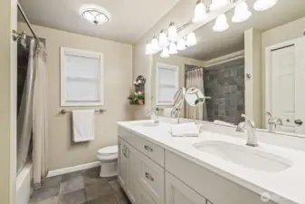 Updated main bath with dual vanity