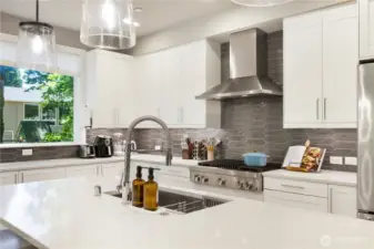 functional island with sink and dishwasher