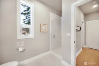 Main floor bathroom with shower