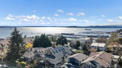 drone shots of Elliott Bay