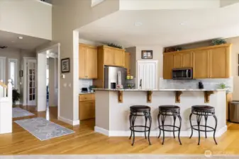 Bright and functional kitchen overlooking the main living areas