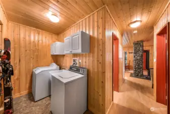 Utility room with washer and dryer. Thoughtfully designed for drying and storing your outdoor gear.