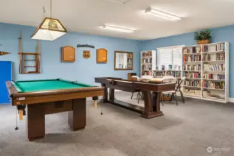 Enjoy the game room and lending library.