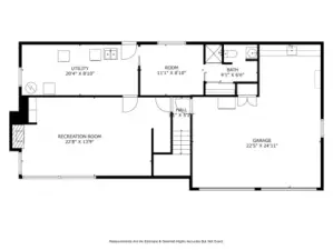 Lots of space rec-room and garage as well. The back corner of the garage offers great shop space!