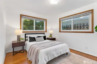 The first of three bedrooms on the main floor.