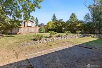 This is the big backyard. Many possibilities back here like a big garden, BBQ area, or even a DADU.