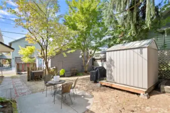 Backyard with patio - (tenant owned shed)