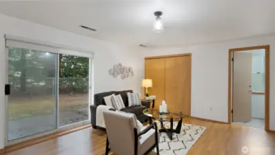 Back inside, let’s take a peek at the half bath - perfectly placed for convenience and freshly updated for everyday use.