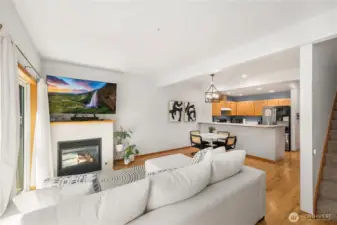 Gas fireplace ready for the cold winter months.