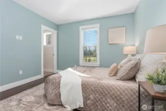 Main-floor primary bedroom for convenient living.