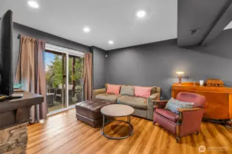 Access the family room to the fenced back yard.