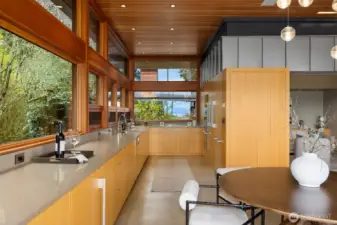 Main house custom fir Kitchen with fully integrated cabinet fridge and wine fridge