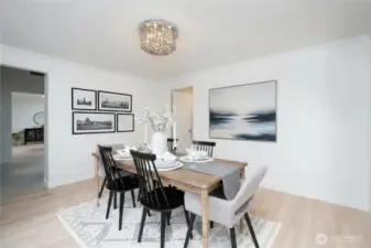 The dining room just off the kitchen and front door