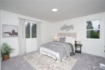 front bedroom at the top of the stairs has two separate closets