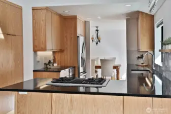 Looking back towards the dining Room. Countertop is spacious enough for stools.