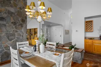 Gracious dining room opens to the foyer and wet bar, creating an effortless flow for entertaining.