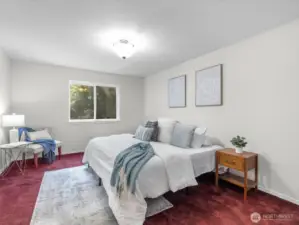 Your private sanctuary awaits upstairs! The spacious primary bedroom is light-filled and tranquil, with serene views and plenty of space for a king-size bed, reading nook, or dressing area.