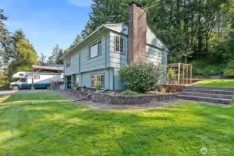 Large partially fenced yard