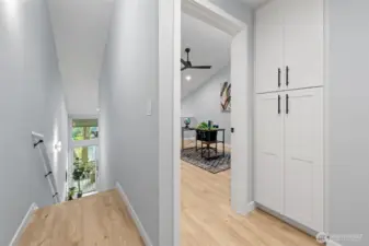 Top of stairs showing loft bedroom