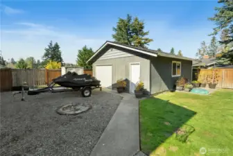 Detached finished garage