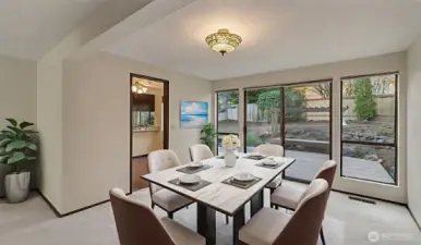 Virtually staged to reflect a warm, connected entertaining space.