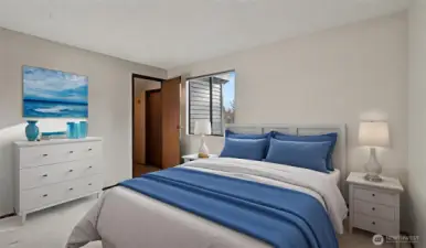 Virtually staged Guestroom #1 (Upper Level)