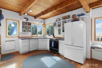 Bright, functional kitchen with space to make entertaining a joy.