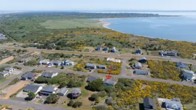 Partial view of Oyhut Bay and the Olympic Mountains