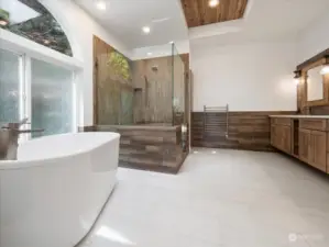 Large Soaking Tub in Master with Tile Shower