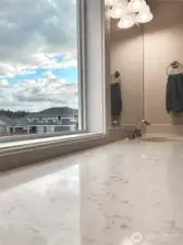 Large picture window in primary bath
