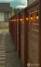 Side of house lighted walk way to reach front door