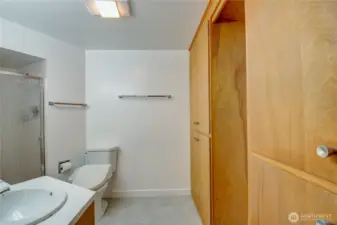 Primary Bathroom with lots of storage.