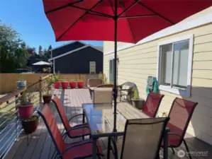No need to treat or paint this large custom Trex deck.