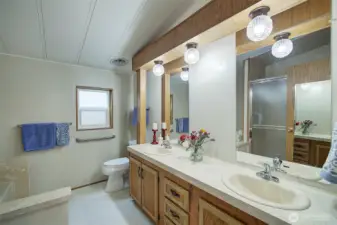 Ensuite w/double sinks, shower & separate bathtub