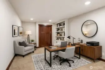 Virtually staged finished room 1 in basement