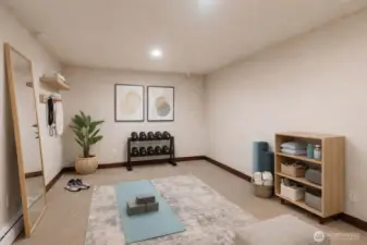Virtually staged finished room 3 in basement