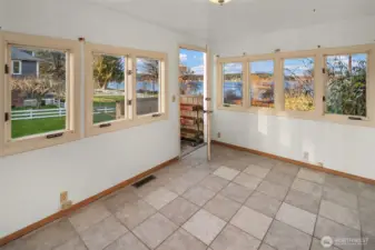 Serene, light-filled upper story room overlooking Docton Harbor on Vashon, ideal for an office or creative space. It even has a "Juliet" Balcony.